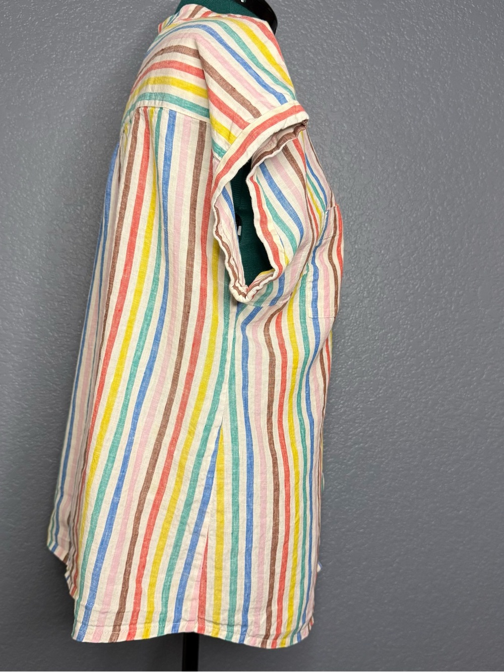Boden 100% Linen Striped Blouse Multicolor Short Sleeve Relaxed Fit Size 18 - Picture 5 of 10